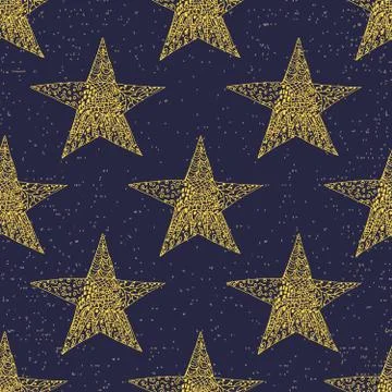 Star sketch Doodles seamless pattern, hand drawn vector illustration Illustrazione stock