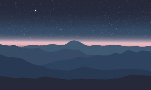 Star on sky in mountain. Illustrazione stock