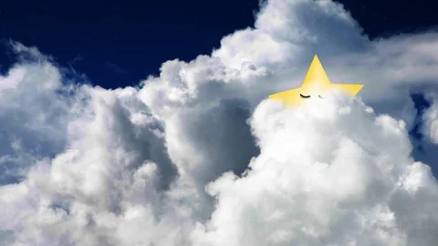 Star sleeping in the clouds. Video Animation. Stock Footage 88397353