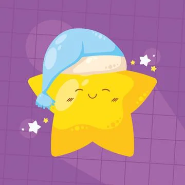 Star sleeping wearing hat Stock Illustration