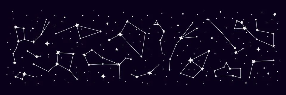 Star space constellation border, night sky map Stock Illustration