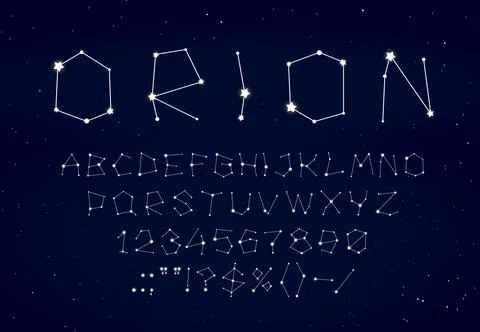 Star space font. Starry galaxy constellation type Illustrazione stock