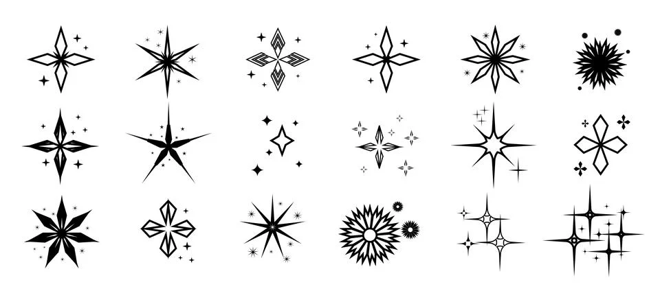 Star sparkle design. Vector elements for cute ads, children, backgrounds, b.. Stock Illustration