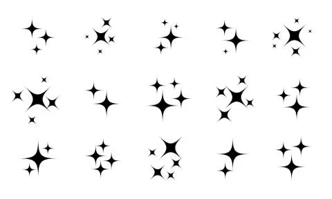 Star sparkles glittery twinkle vector set Stock Illustration