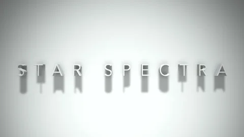 Star spectra 3D title animation with shadows on a white background Stockbeeldmateriaal 297903813