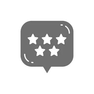 Star with speech bubble, best choice, positive feedback grey icon. Stock Illustration