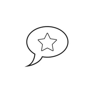 Star in speech bubble outline icon. linear style sign for mobile concept and Stock Illustration