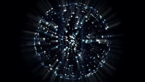 Star Sphere Animation with Rotating Blue Rings and Sparkling Particles 스톡 동영상 334959084