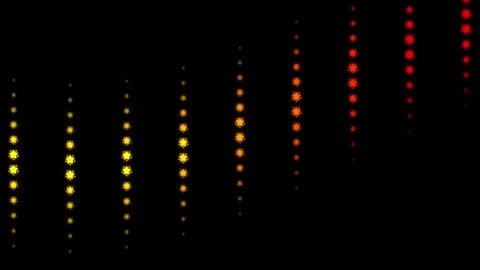 Star Strips, Yellow to Red Gradient Glowing Stars on Black Background Stock Footage 331265291