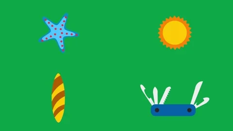 Star Sun Surf Knife animation on green screen 3d clay model perfect Stockbeeldmateriaal 334704175
