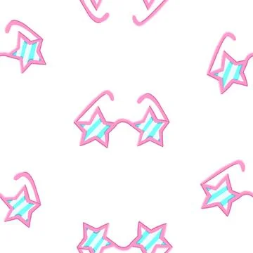 Star sunglasses seamless pattern in cartoon style Stock Illustration