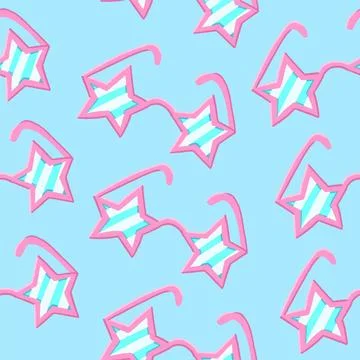 Star sunglasses seamless pattern in cartoon style Stock Illustration