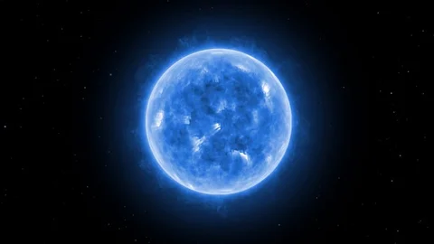 Star surface with solar flares, Burning of the blue giant surface. Stock Footage 87974483