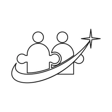 Star swash Commitment Teamwork Together Outline Logo vector 스톡 일러스트