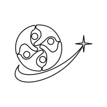 Star swash people Commitment Teamwork Together Outline Logo Stock Illustration
