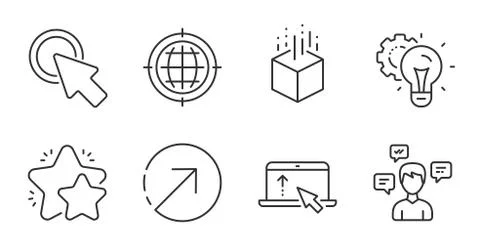 Star, Swipe up and Idea gear icons set. Augmented reality, Direction and Click イラスト素材