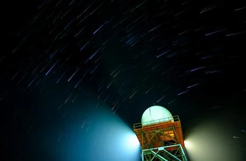 The Star tail over the tower Stock Photos