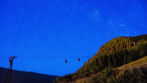 Star time lapse with gondola Stock Footage 76592004