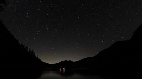 Star Time Lapse over Alpine Lake Stock Footage 44066020