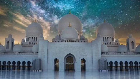 Star time lapse over Muslim masque Stock Footage 145602888