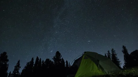 Star Time Lapse Over Tent Stock-Footage 37213545