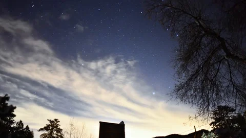 Star Time Lapse With Some Clouds Rolling Thru Stock Footage 123394398