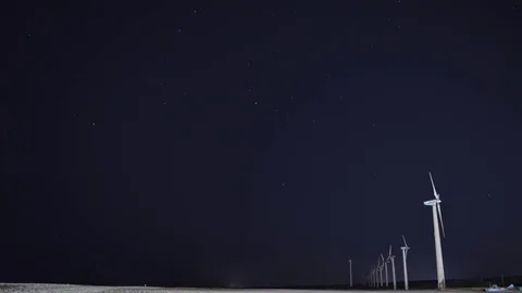 Star timelapse with beautiful windmills Stock Footage 70151660