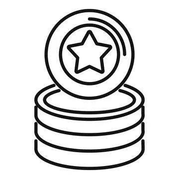 Star token icon outline vector. Bonus reward Stock Illustration