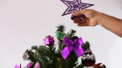 Star on top of christmas tree Stock Footage 33058039