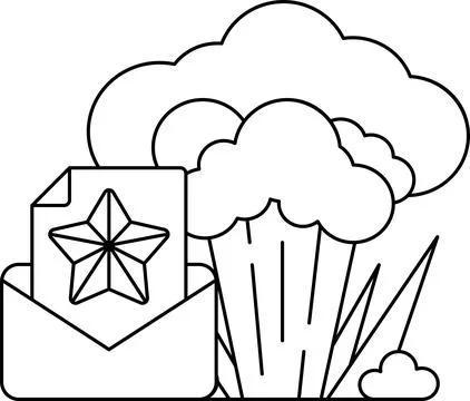 A star is on top of an envelope Stock Illustration
