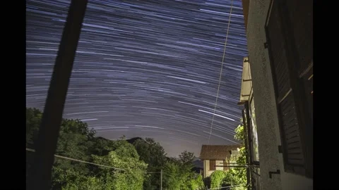 Star trail comet effect from home balcony Stock Footage 137791475