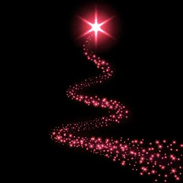 Star trail isolated black background. Red light comet, glittering sparkle. Tw Stock Illustration