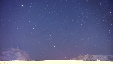 Star trail movement around mountain of Sonmarg Stock Footage 224730895