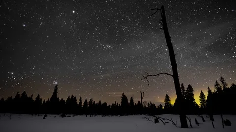 A star trail time lapse of the night sky with the Northern Lights  Stock Footage 125321993