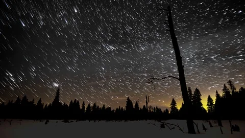 A star trail time lapse of the night sky with the Northern Lights  Stock Footage 125321999