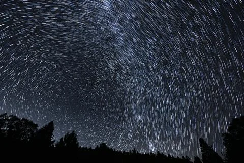 Star Trails at 15mm in North Sky Above Palomar Mountain San Diego Stock Photos