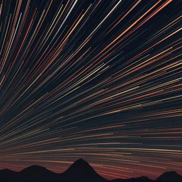 Star trails and far rocks Stock Illustration