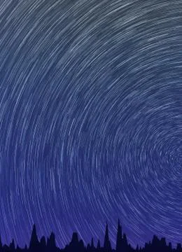 Star trails and far rocks Illustrazione stock