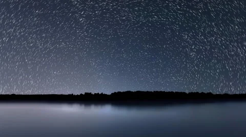 Star Trails, Beautiful Blue Night reflection Stock Footage 58958339