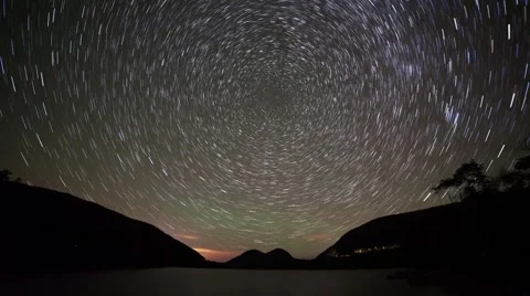 Star Trails At Jordan Pond Stock Footage 46042691