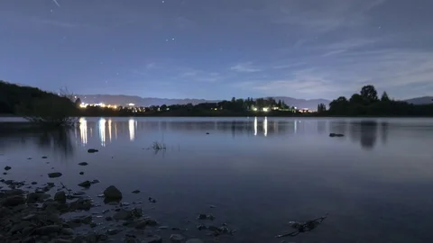 Star Trails at the lake Stock Footage 77908923