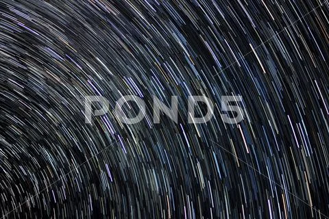 Star Trails in Night Sky Astrophotography Stock Photos