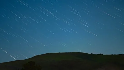 Star Trails In The Night Sky. Comet Effect Time Lapse Stock Footage 302026164