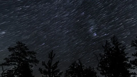 Star trails in the night sky Stock Footage 103300484