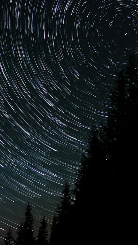 Star trails in the night sky Stock Footage 284069116