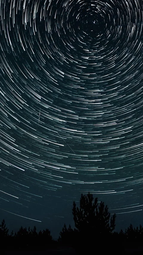 Star trails in the night sky Stock Footage 284069167