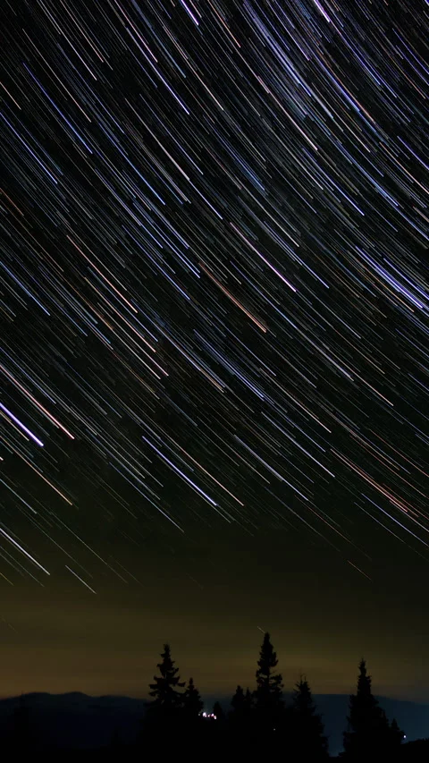 Star trails in the night sky Stock Footage 337153903