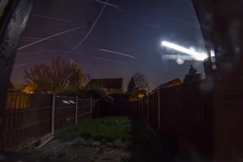 Star Trails Night Timelapse Over Residential Neighborhood Видео 343471233