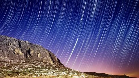 Star Trails over Lapsi Cliffs Stock Photos