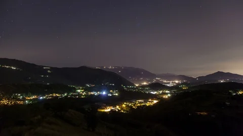 Star Trails over Valley 库存影片 98502326